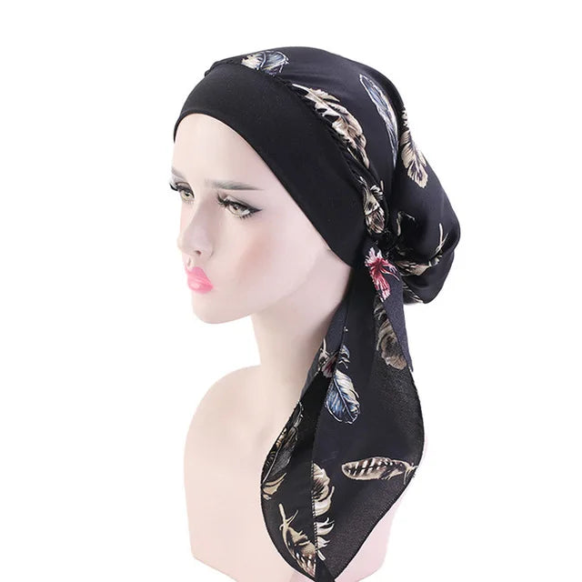 New fashion printed flowers women inner hijabs caps muslim head scarf turban bonnet ready to wear ladies wrap under hijab cap