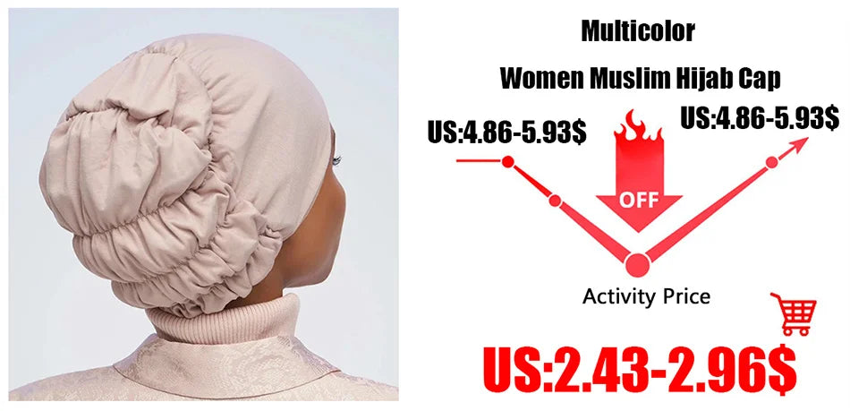 New fashion printed flowers women inner hijabs caps muslim head scarf turban bonnet ready to wear ladies wrap under hijab cap