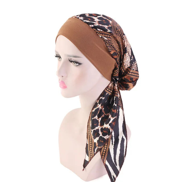 New fashion printed flowers women inner hijabs caps muslim head scarf turban bonnet ready to wear ladies wrap under hijab cap