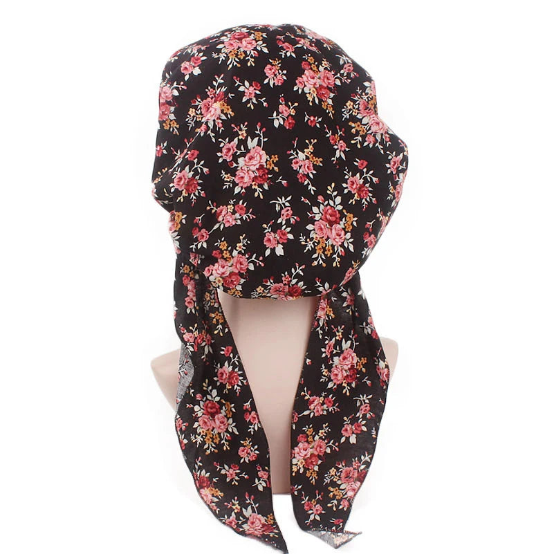 New fashion printed flowers women inner hijabs caps muslim head scarf turban bonnet ready to wear ladies wrap under hijab cap