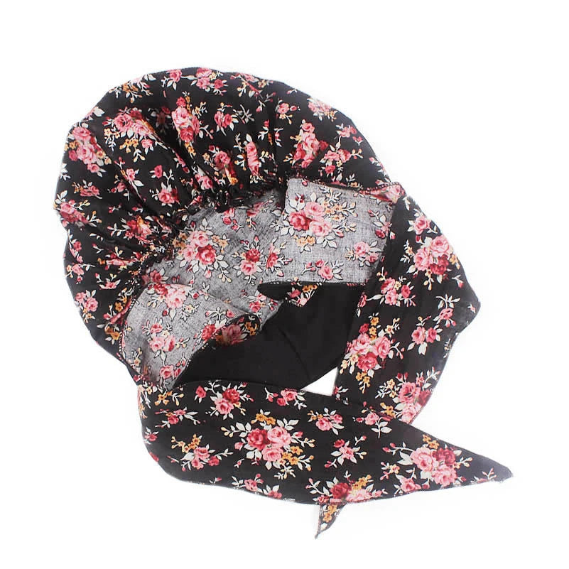 New fashion printed flowers women inner hijabs caps muslim head scarf turban bonnet ready to wear ladies wrap under hijab cap