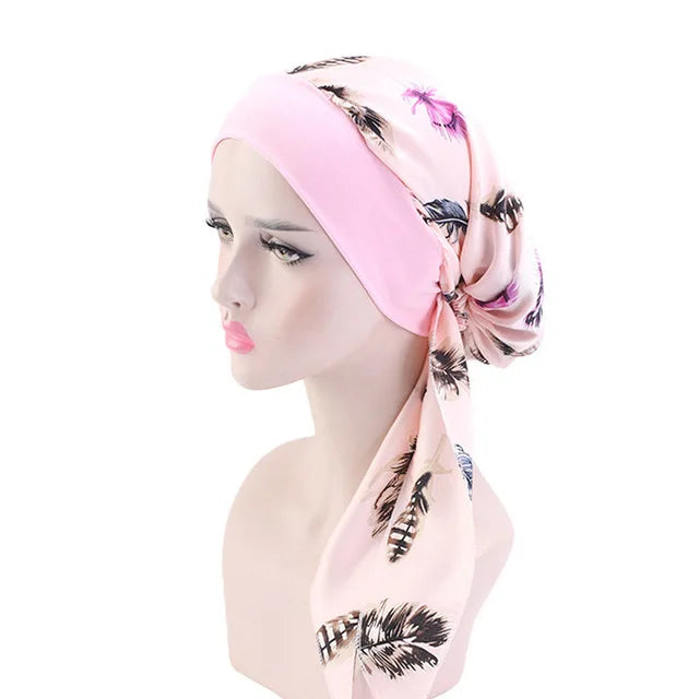 New fashion printed flowers women inner hijabs caps muslim head scarf turban bonnet ready to wear ladies wrap under hijab cap