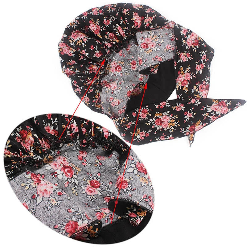 New fashion printed flowers women inner hijabs caps muslim head scarf turban bonnet ready to wear ladies wrap under hijab cap