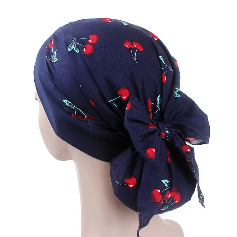 New fashion printed flowers women inner hijabs caps muslim head scarf turban bonnet ready to wear ladies wrap under hijab cap