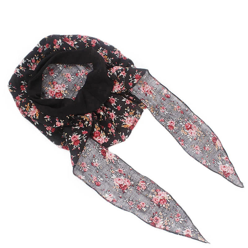 New fashion printed flowers women inner hijabs caps muslim head scarf turban bonnet ready to wear ladies wrap under hijab cap