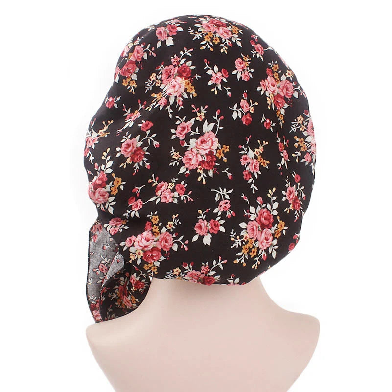 New fashion printed flowers women inner hijabs caps muslim head scarf turban bonnet ready to wear ladies wrap under hijab cap