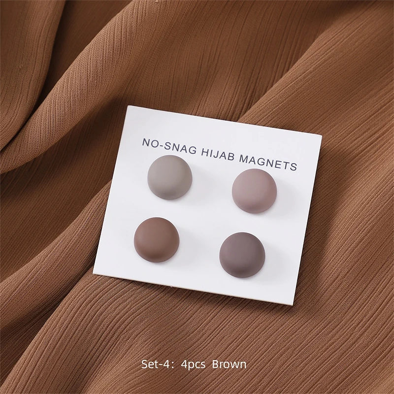 4Pcs/set Macaroon Color Matte Magnet Hijab Pins Magnetic Brooch Headscarf Shawl Strong Magnetic Button Clothing Accessories