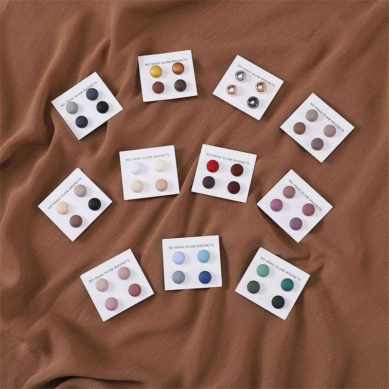 4Pcs/set Macaroon Color Matte Magnet Hijab Pins Magnetic Brooch Headscarf Shawl Strong Magnetic Button Clothing Accessories