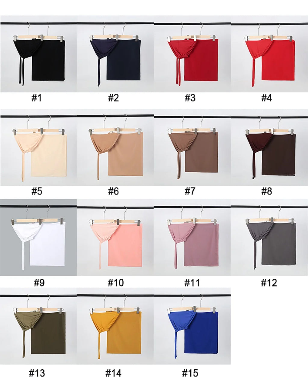 2pcs/set Chiffon Hijab With Undercap Plain Color Muslim Hijab Shawl Elastic Inner Islam Turban Fashion Headband Bonnet 2pcs