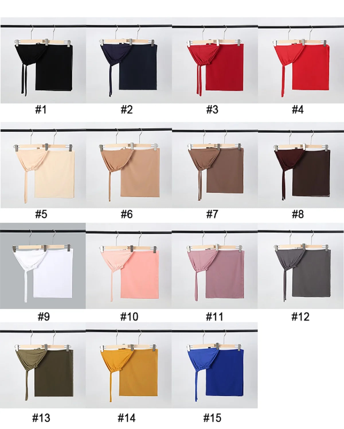 2pcs/set Chiffon Hijab With Undercap Plain Color Muslim Hijab Shawl Elastic Inner Islam Turban Fashion Headband Bonnet 2pcs