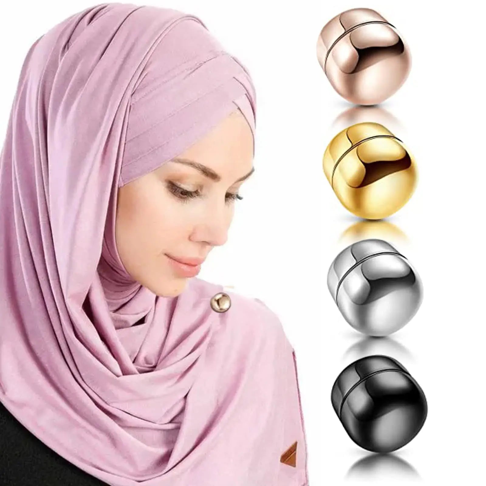 Vibrant Magnetic Hijab Pins Set - No-Sew Colorful Clips for Scarves & Daily Use, Durable Fashion Jewelry Accessory