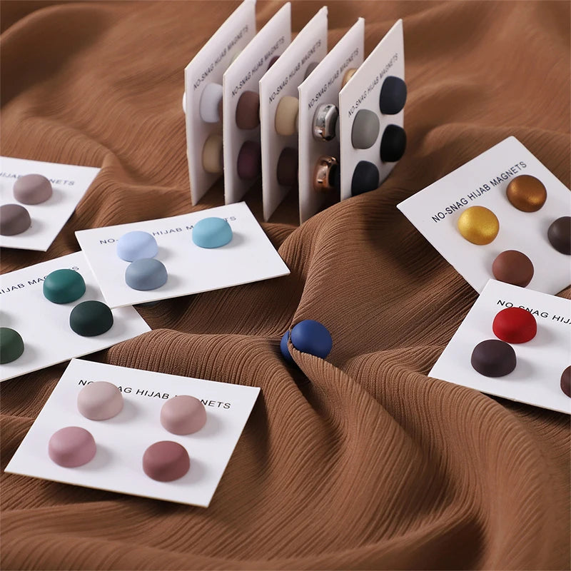 4Pcs/set Macaroon Color Matte Magnet Hijab Pins Magnetic Brooch Headscarf Shawl Strong Magnetic Button Clothing Accessories