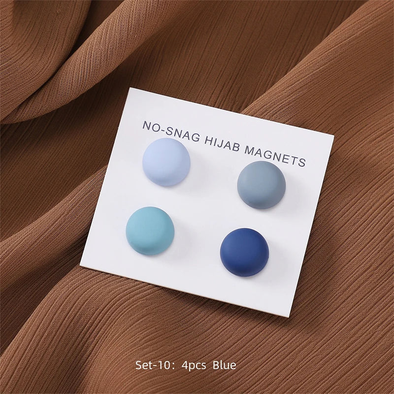 4Pcs/set Macaroon Color Matte Magnet Hijab Pins Magnetic Brooch Headscarf Shawl Strong Magnetic Button Clothing Accessories