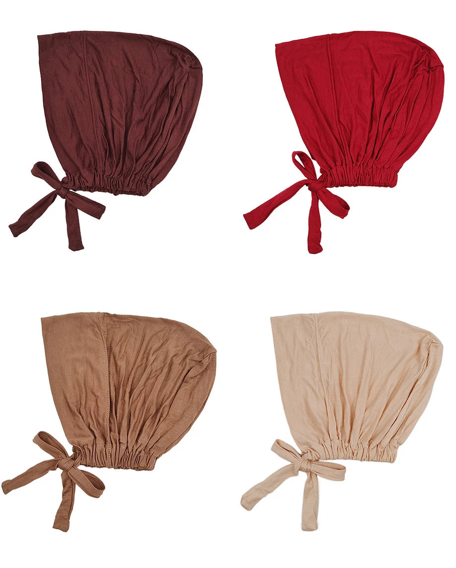 New Soft Modal Muslim Turban Hat Inner Hijab Caps Islamic Underscarf Bonnet India Hats Female Headwrap Turbante Mujer