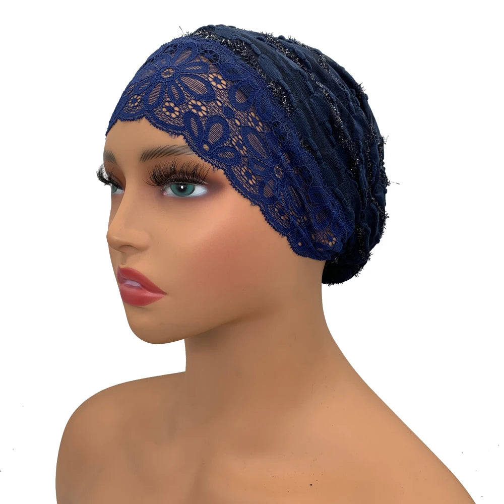 Lace Inner Hijab Cap for Muslim  Women's Under Scarf Bonnet Summer Breathable Under Hijab Hats