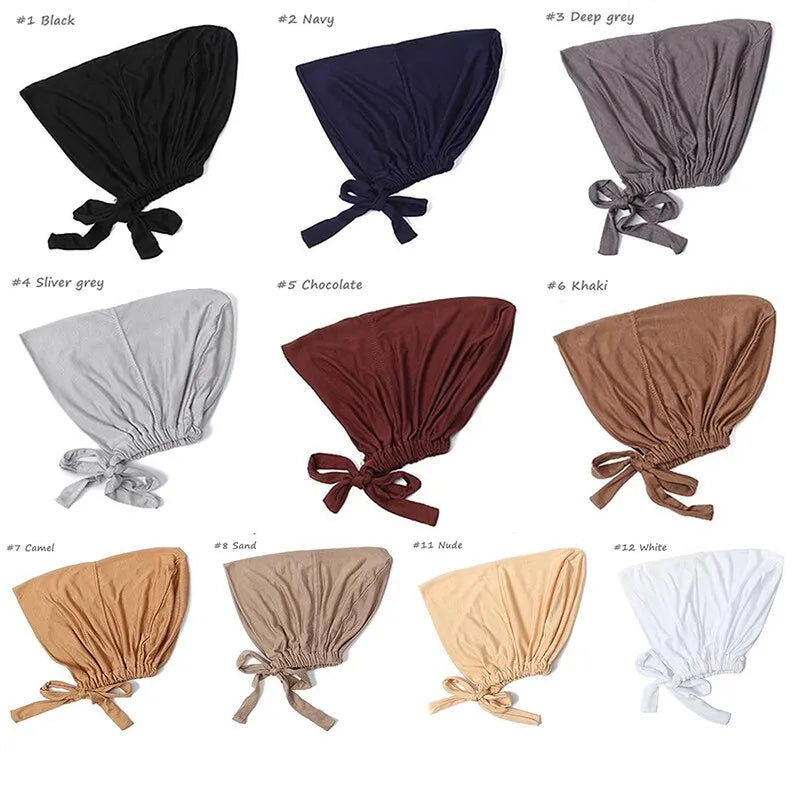 Adjustable Inner Caps Solid Color Elastic Cap Modal Hijab Muslim Bonnet Underscarf Women Fashion Accessories