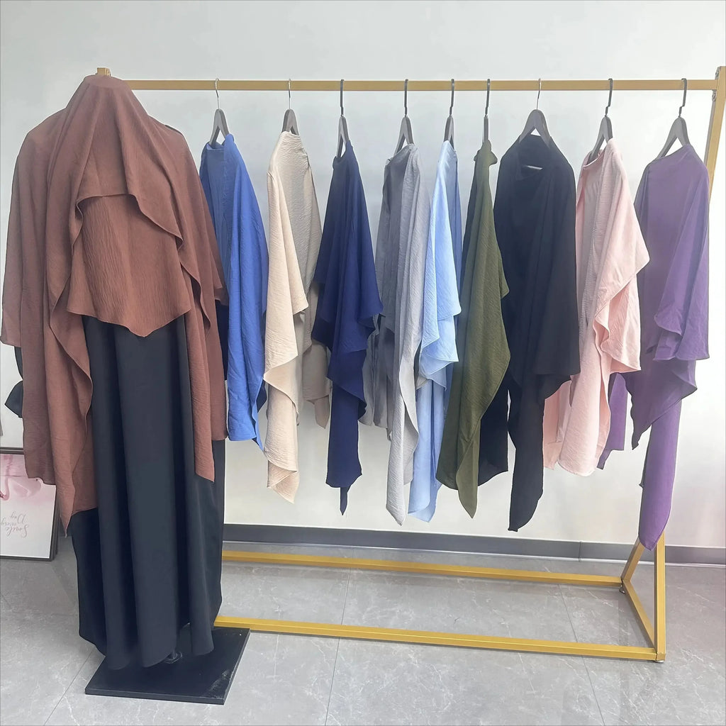 Premium Anti Slip Prayer Hijab Set - Jersey Khimar & Abaya w/ Silicone Grip Band - Breathable Modest Islamic Wear for Women