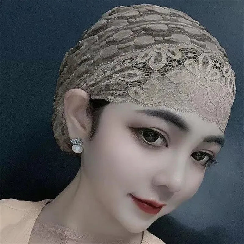 Lace Inner Hijab Cap for Muslim  Women's Under Scarf Bonnet Summer Breathable Under Hijab Hats