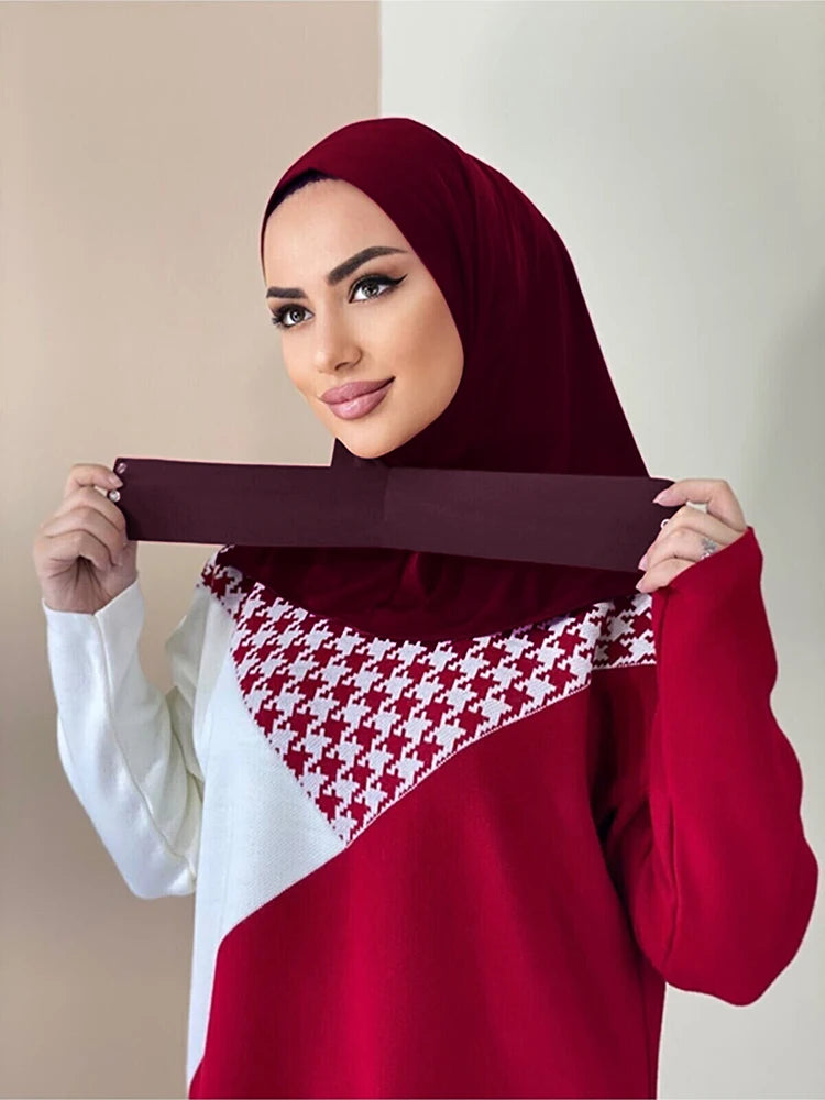 New Modal Muslim Hijab Cap Strap Button Instant Undercap Head Wrap For Women Inner Solid Color Adjustable Elastic Islam Turban