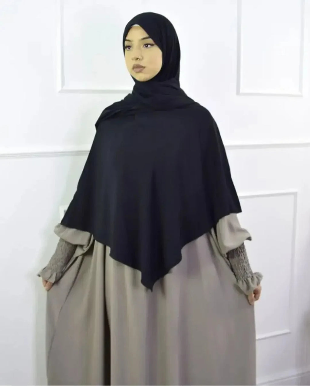 Premium Anti Slip Prayer Hijab Set - Jersey Khimar & Abaya w/ Silicone Grip Band - Breathable Modest Islamic Wear for Women