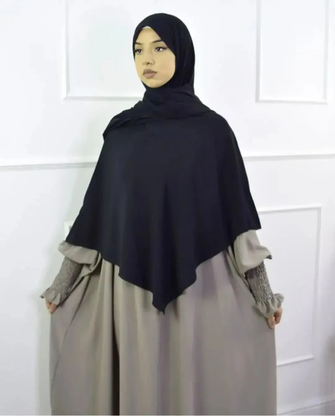 Premium Anti Slip Prayer Hijab Set - Jersey Khimar & Abaya w/ Silicone Grip Band - Breathable Modest Islamic Wear for Women