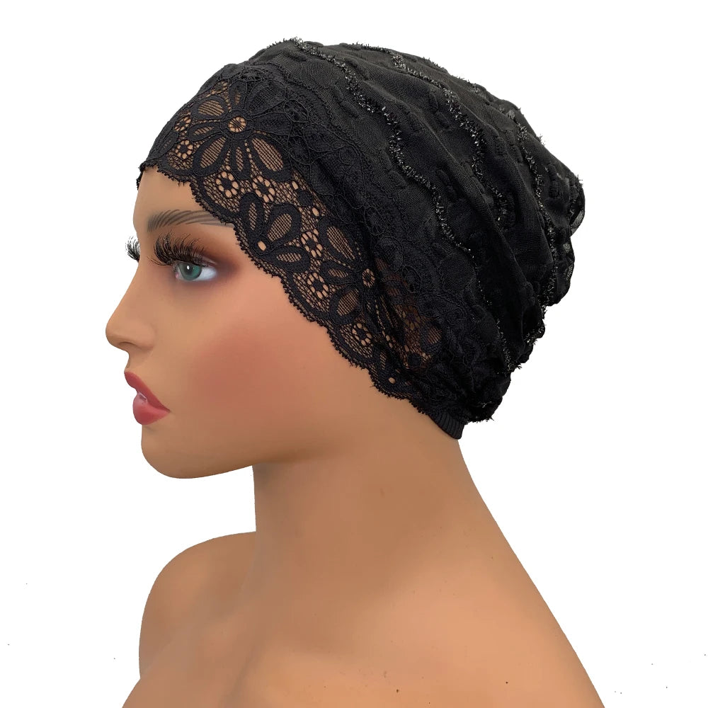 Lace Inner Hijab Cap for Muslim  Women's Under Scarf Bonnet Summer Breathable Under Hijab Hats