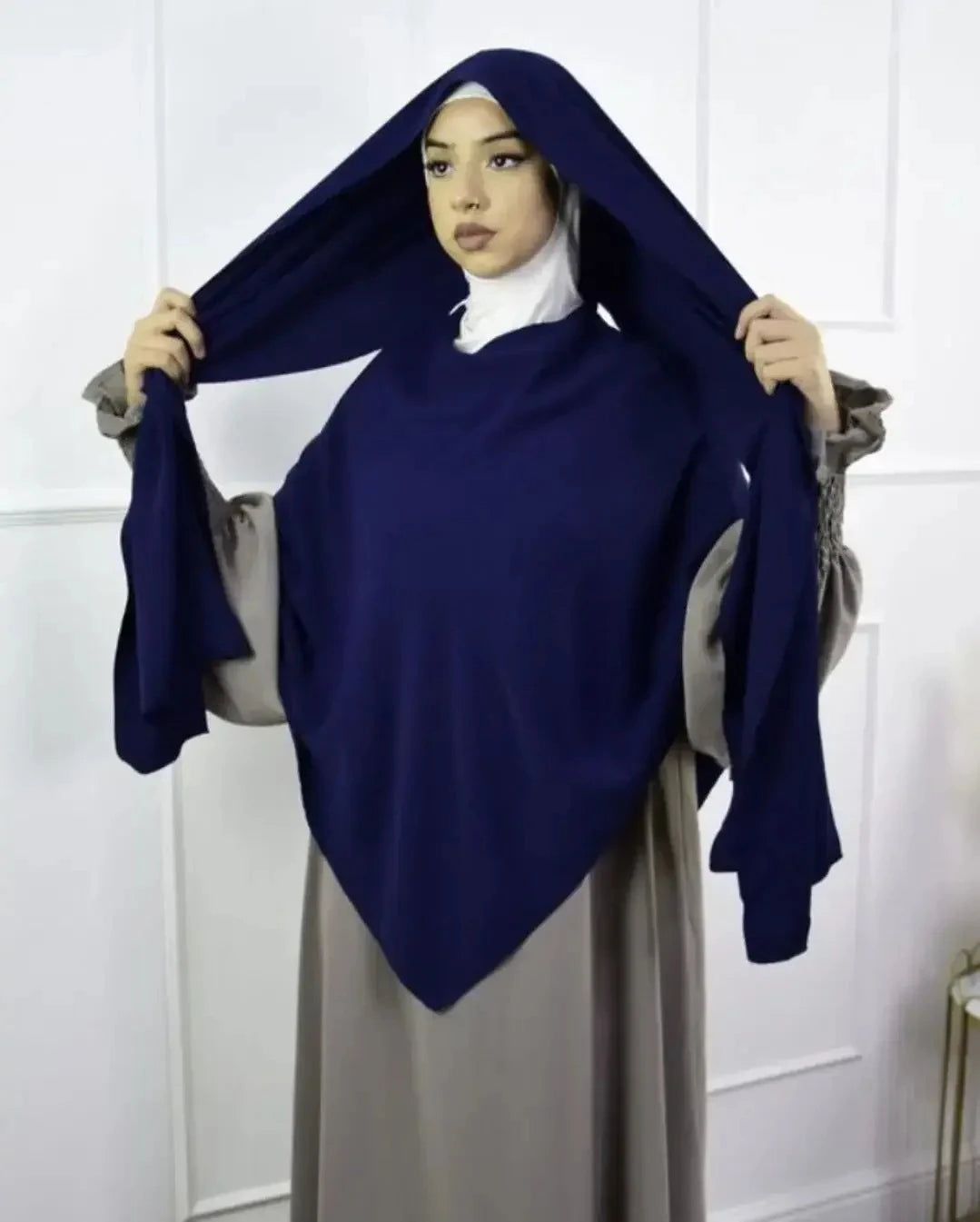 Premium Anti Slip Prayer Hijab Set - Jersey Khimar & Abaya w/ Silicone Grip Band - Breathable Modest Islamic Wear for Women