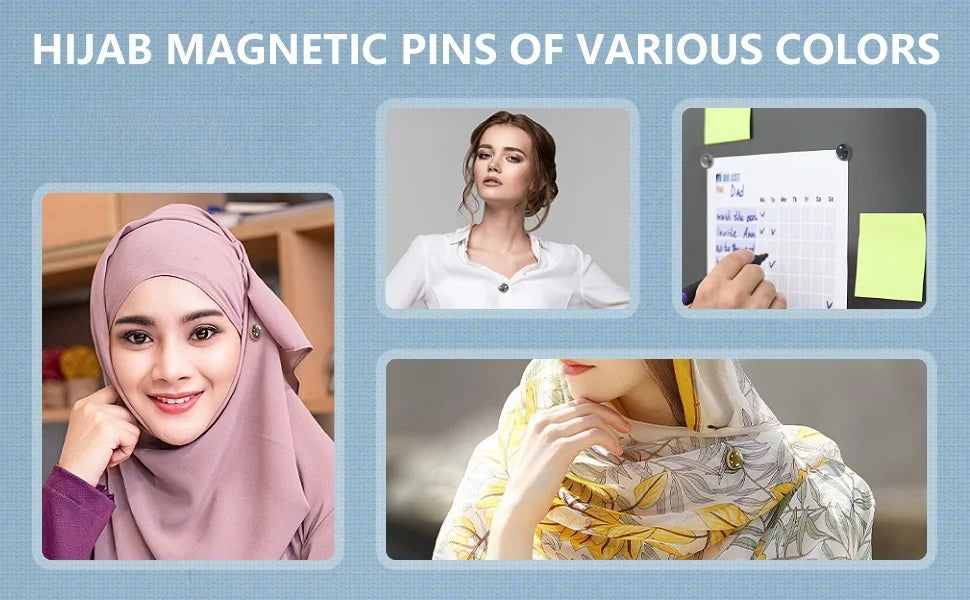 Vibrant Magnetic Hijab Pins Set - No-Sew Colorful Clips for Scarves & Daily Use, Durable Fashion Jewelry Accessory