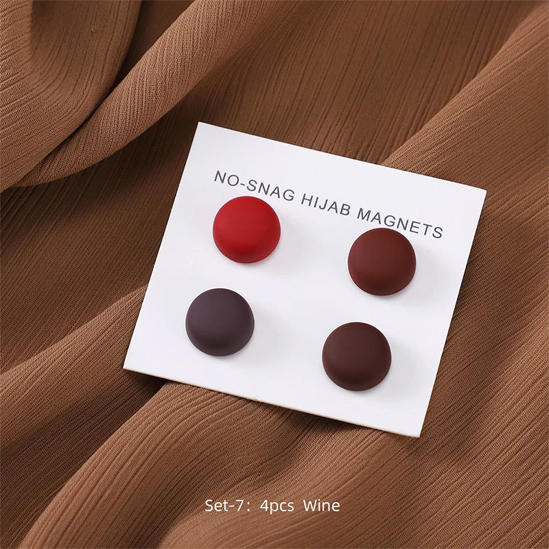 4Pcs/set Macaroon Color Matte Magnet Hijab Pins Magnetic Brooch Headscarf Shawl Strong Magnetic Button Clothing Accessories