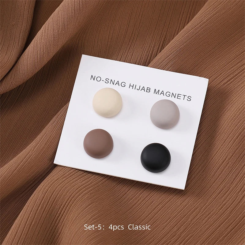 4Pcs/set Macaroon Color Matte Magnet Hijab Pins Magnetic Brooch Headscarf Shawl Strong Magnetic Button Clothing Accessories