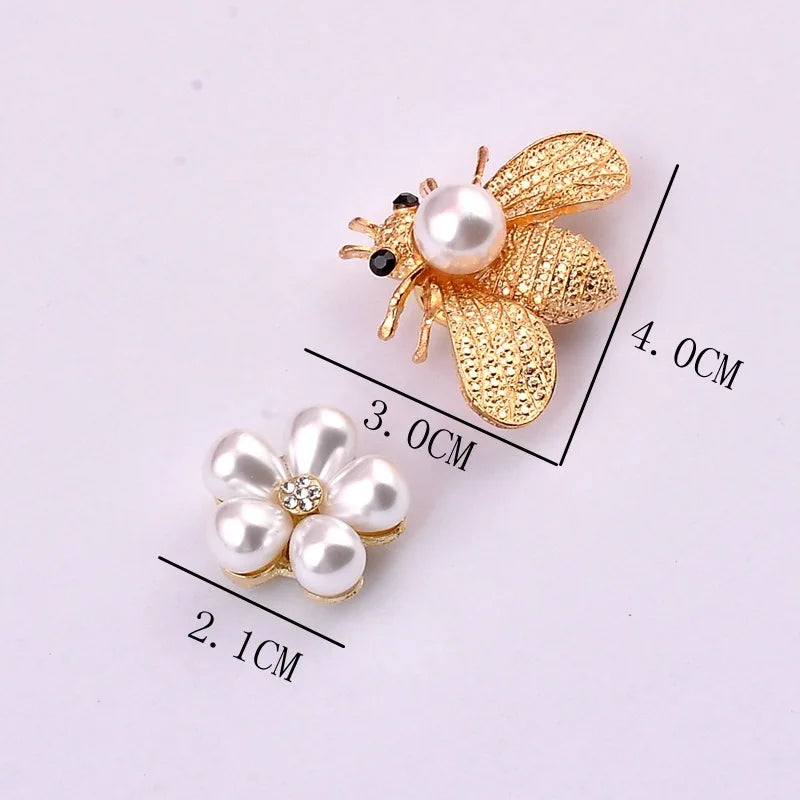 Magnet Brooch Pearl Rhinestone Flower Safe Hijab No Hole Pins Shirt Scarf Buckle Brooches for Women Accessories New Fashion Bee