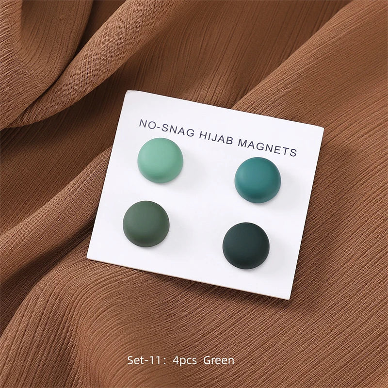 4Pcs/set Macaroon Color Matte Magnet Hijab Pins Magnetic Brooch Headscarf Shawl Strong Magnetic Button Clothing Accessories