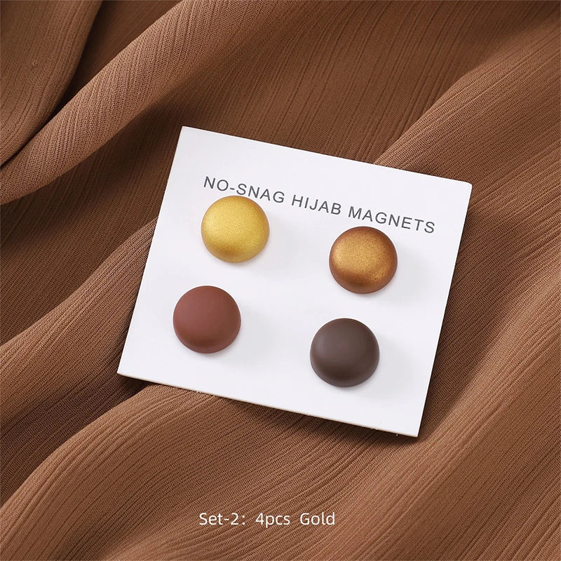 4Pcs/set Macaroon Color Matte Magnet Hijab Pins Magnetic Brooch Headscarf Shawl Strong Magnetic Button Clothing Accessories