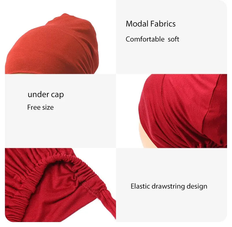 Adjustable Inner Caps Solid Color Elastic Cap Modal Hijab Muslim Bonnet Underscarf Women Fashion Accessories