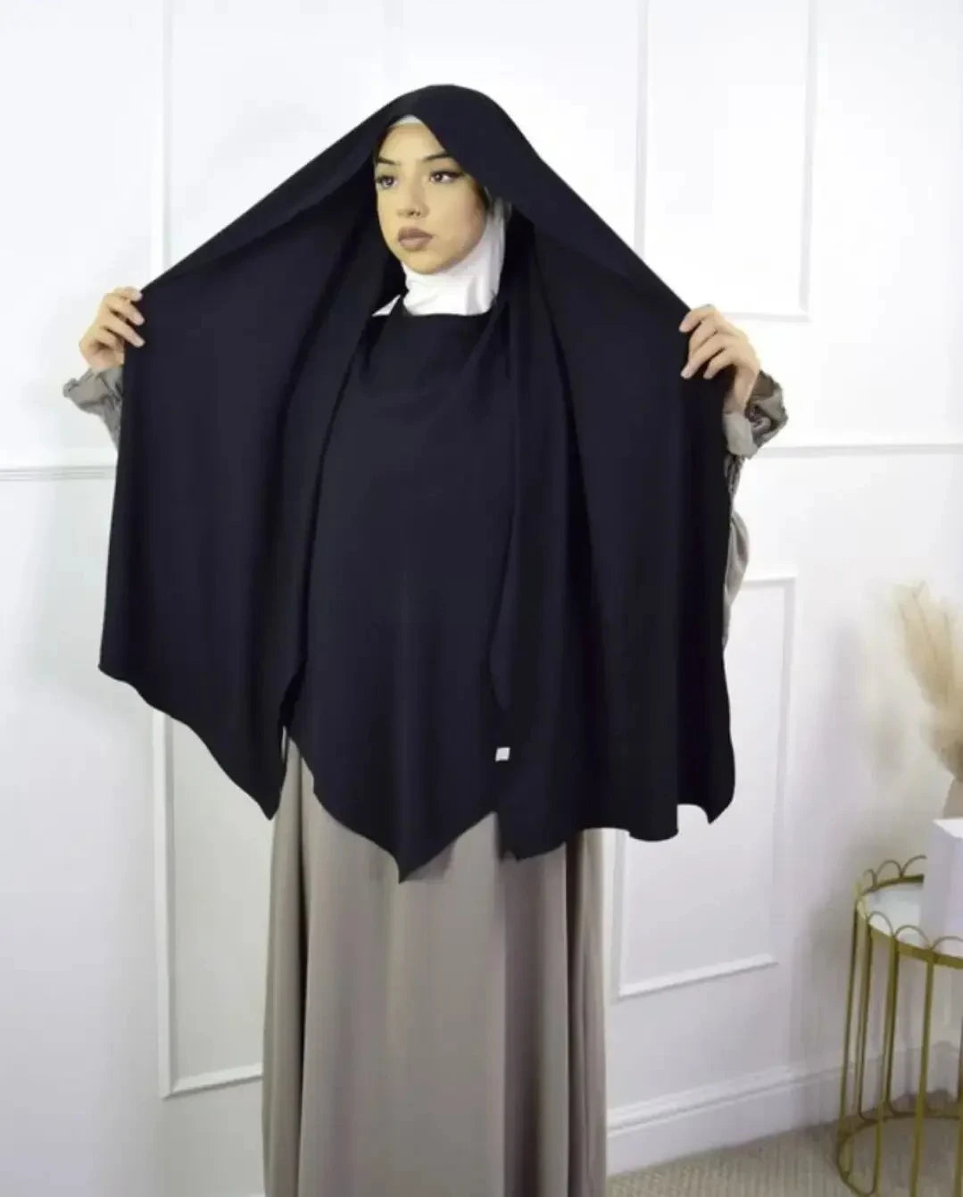 Premium Anti Slip Prayer Hijab Set - Jersey Khimar & Abaya w/ Silicone Grip Band - Breathable Modest Islamic Wear for Women
