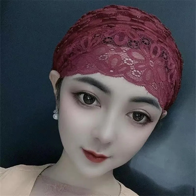 Lace Inner Hijab Cap for Muslim  Women's Under Scarf Bonnet Summer Breathable Under Hijab Hats