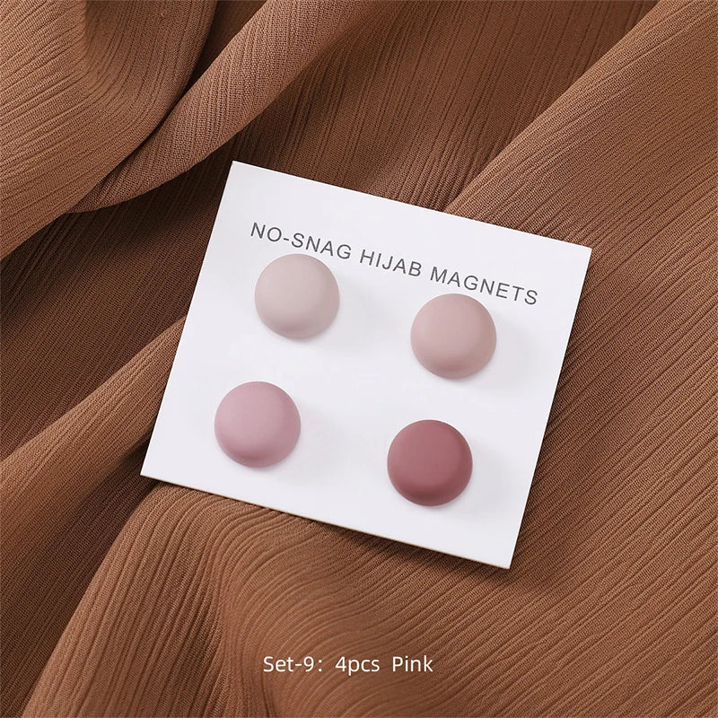 4Pcs/set Macaroon Color Matte Magnet Hijab Pins Magnetic Brooch Headscarf Shawl Strong Magnetic Button Clothing Accessories