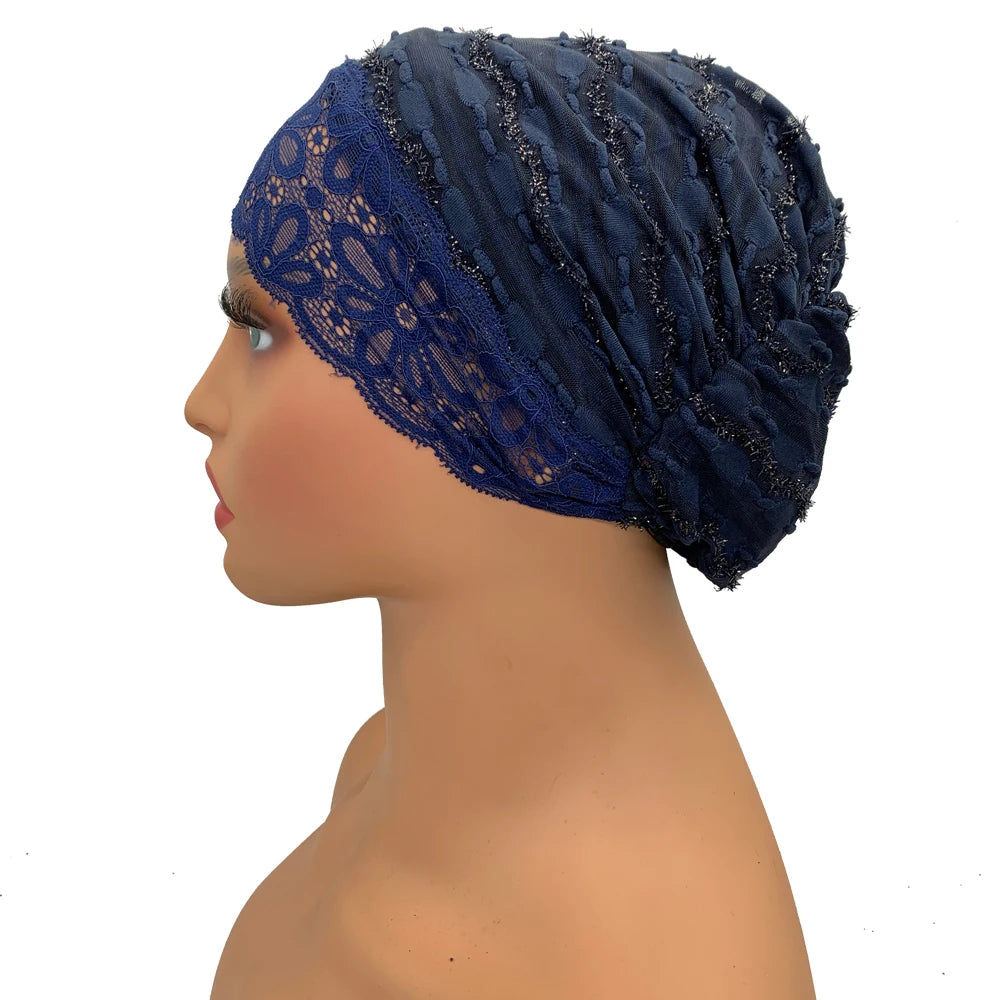 Lace Inner Hijab Cap for Muslim  Women's Under Scarf Bonnet Summer Breathable Under Hijab Hats