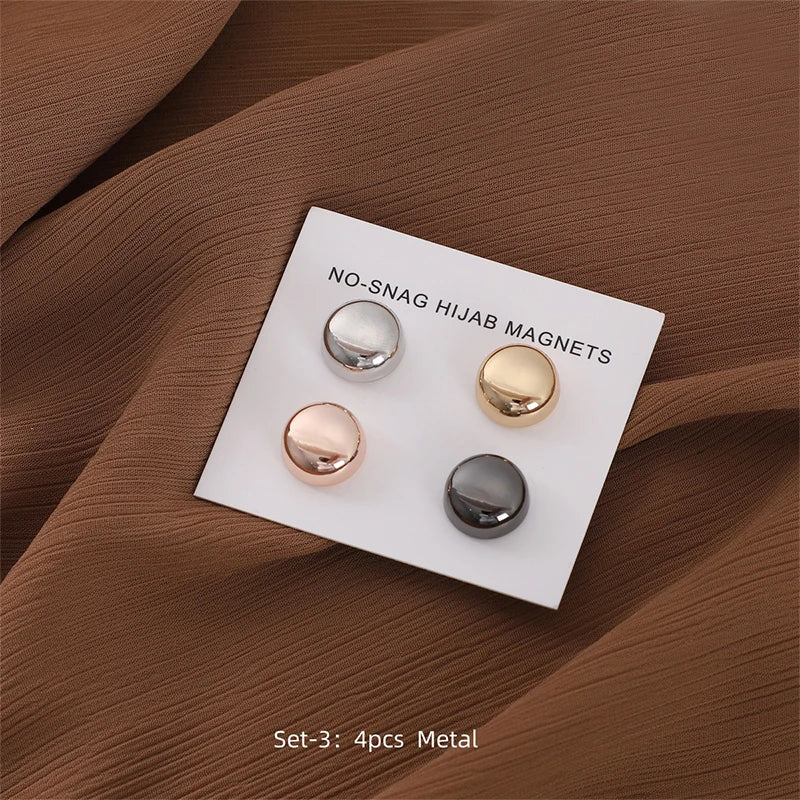 4Pcs/set Macaroon Color Matte Magnet Hijab Pins Magnetic Brooch Headscarf Shawl Strong Magnetic Button Clothing Accessories