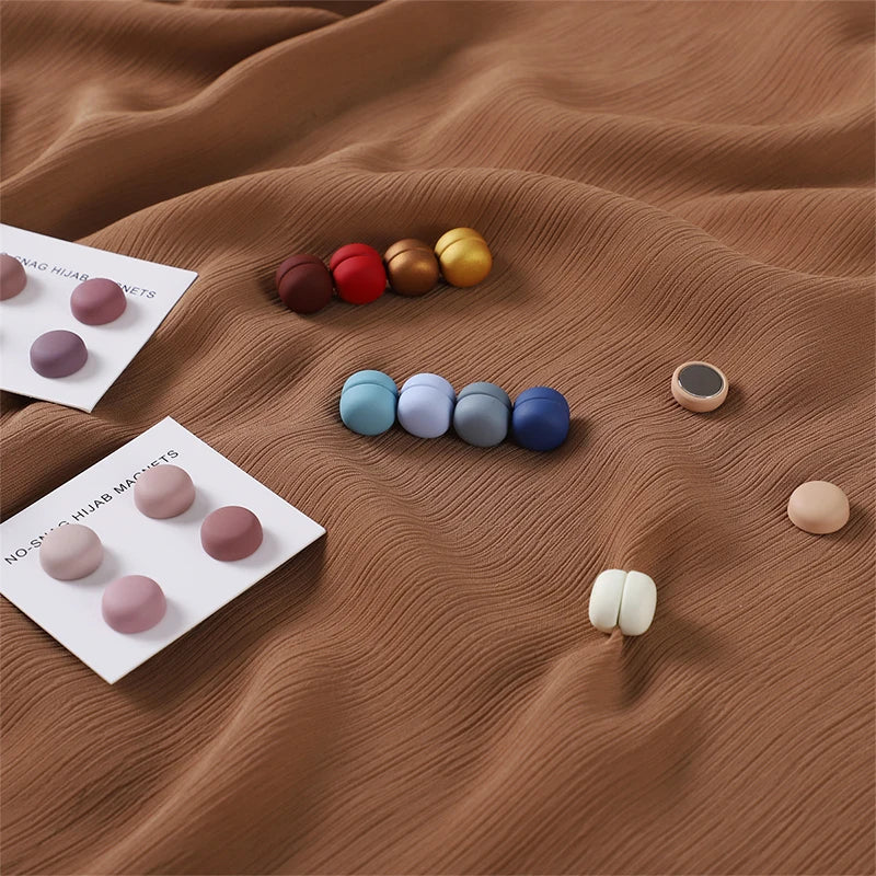 4Pcs/set Macaroon Color Matte Magnet Hijab Pins Magnetic Brooch Headscarf Shawl Strong Magnetic Button Clothing Accessories