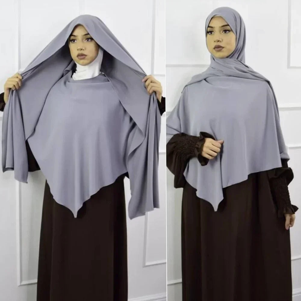 Premium Anti Slip Prayer Hijab Set - Jersey Khimar & Abaya w/ Silicone Grip Band - Breathable Modest Islamic Wear for Women
