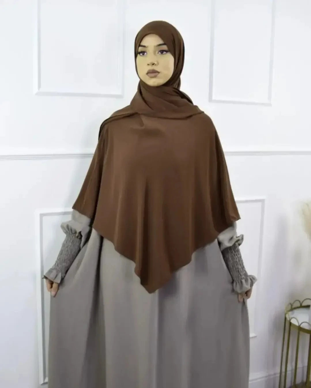 Premium Anti Slip Prayer Hijab Set - Jersey Khimar & Abaya w/ Silicone Grip Band - Breathable Modest Islamic Wear for Women