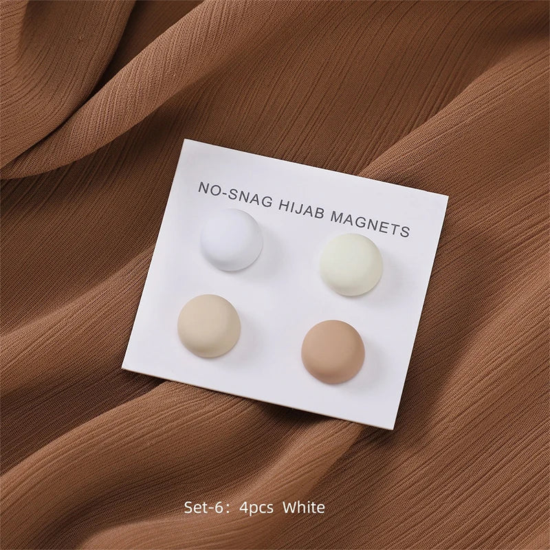4Pcs/set Macaroon Color Matte Magnet Hijab Pins Magnetic Brooch Headscarf Shawl Strong Magnetic Button Clothing Accessories