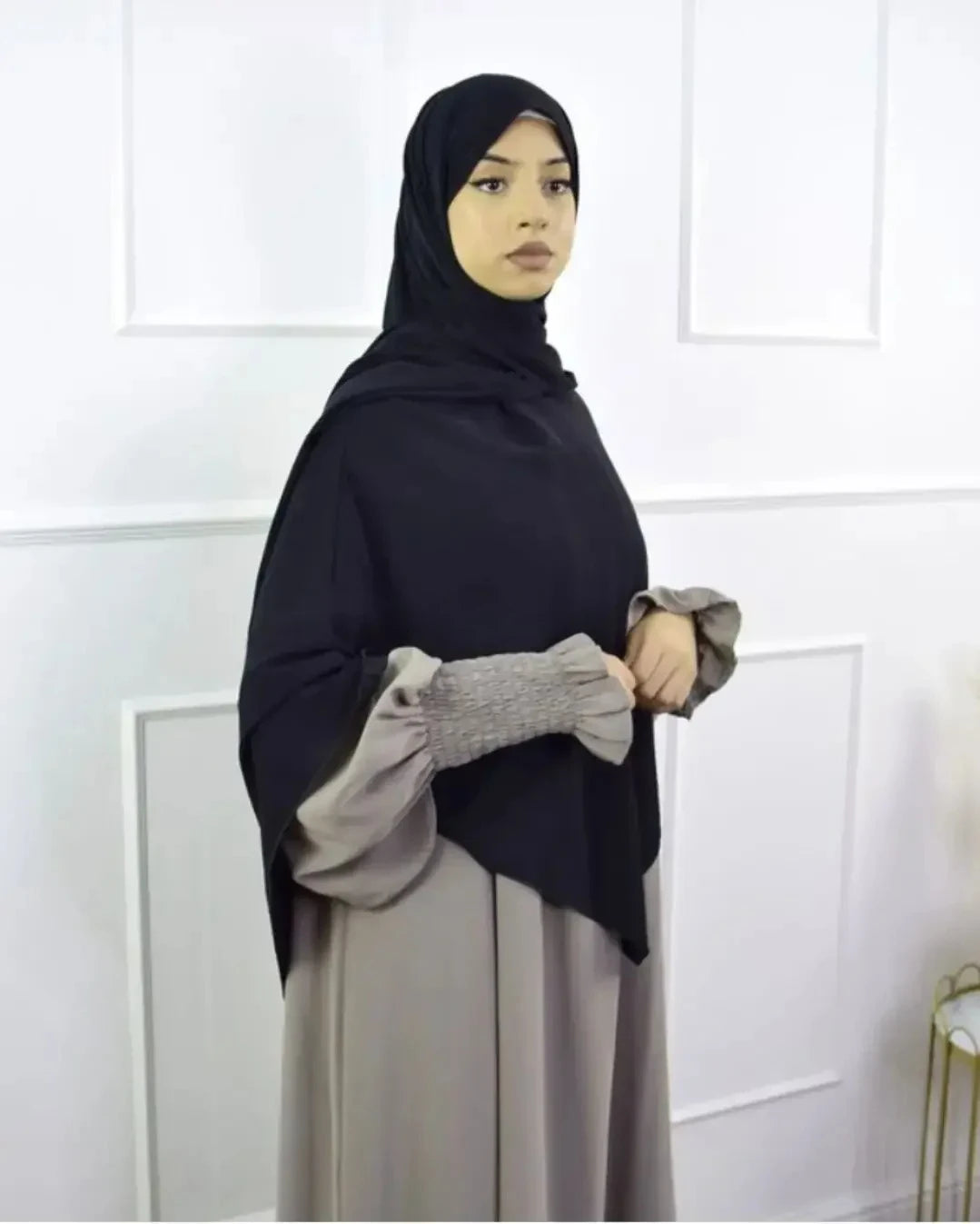Premium Anti Slip Prayer Hijab Set - Jersey Khimar & Abaya w/ Silicone Grip Band - Breathable Modest Islamic Wear for Women