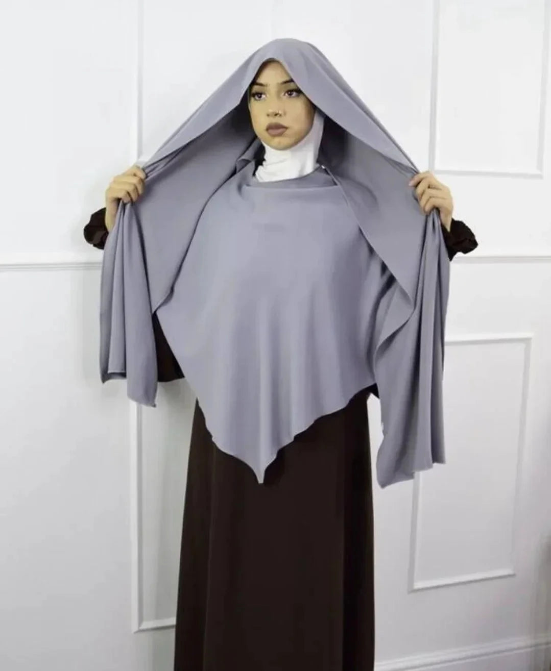 Premium Anti Slip Prayer Hijab Set - Jersey Khimar & Abaya w/ Silicone Grip Band - Breathable Modest Islamic Wear for Women