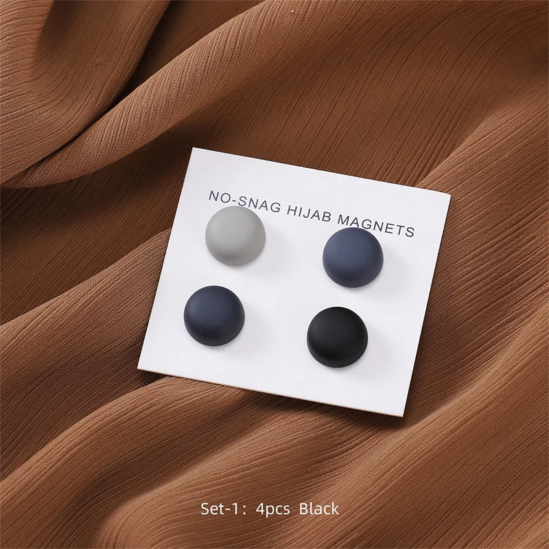 4Pcs/set Macaroon Color Matte Magnet Hijab Pins Magnetic Brooch Headscarf Shawl Strong Magnetic Button Clothing Accessories