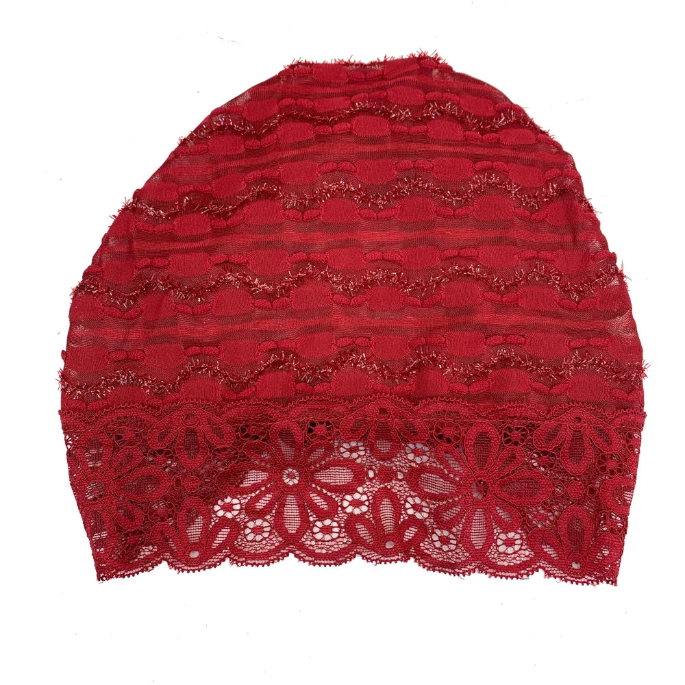 Lace Inner Hijab Cap for Muslim  Women's Under Scarf Bonnet Summer Breathable Under Hijab Hats