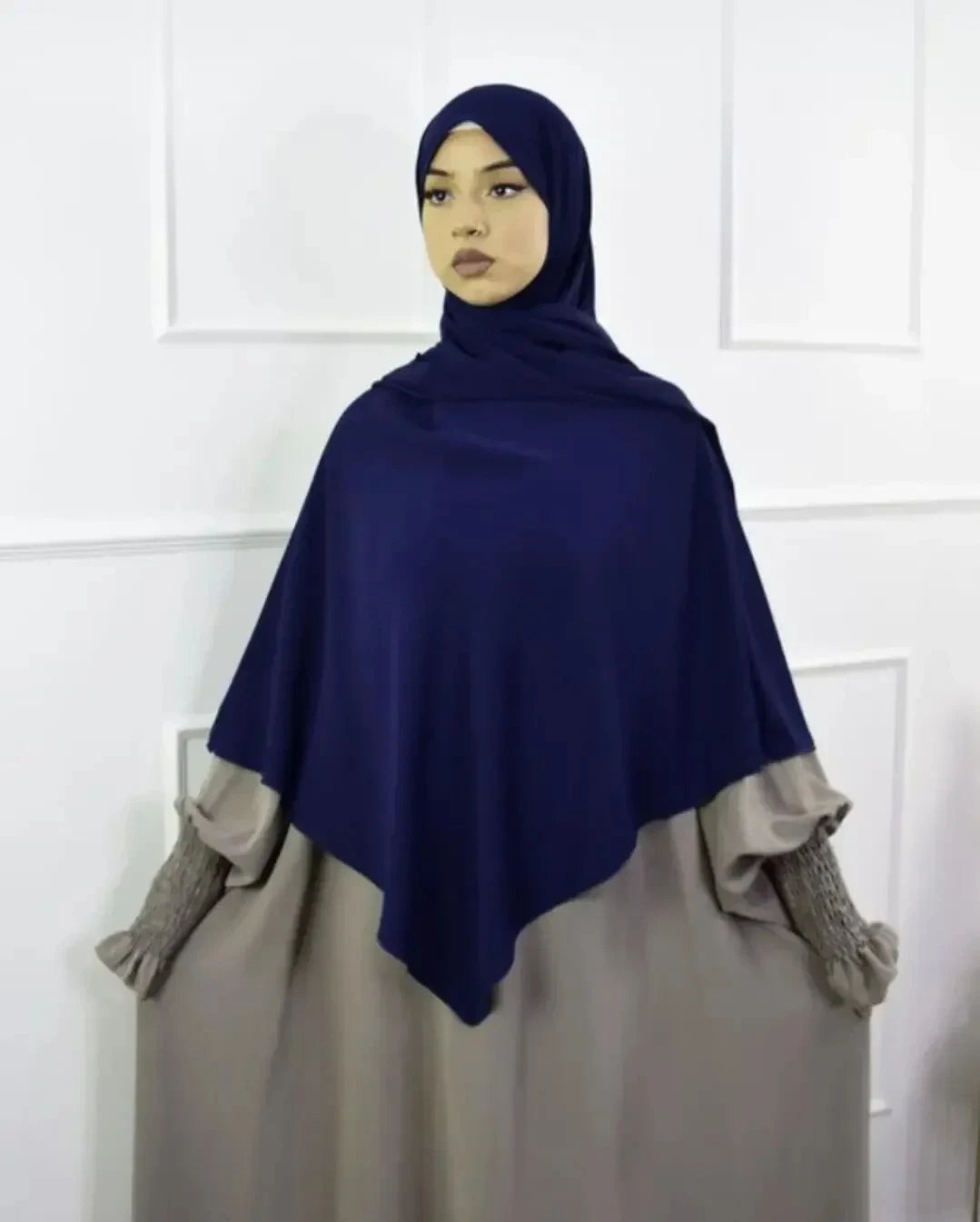 Premium Anti Slip Prayer Hijab Set - Jersey Khimar & Abaya w/ Silicone Grip Band - Breathable Modest Islamic Wear for Women