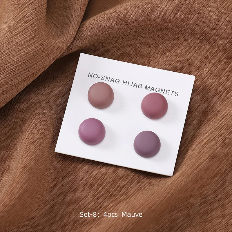 4Pcs/set Macaroon Color Matte Magnet Hijab Pins Magnetic Brooch Headscarf Shawl Strong Magnetic Button Clothing Accessories