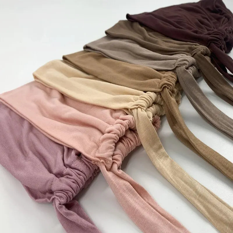 Adjustable Inner Caps Solid Color Elastic Cap Modal Hijab Muslim Bonnet Underscarf Women Fashion Accessories